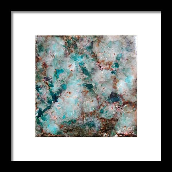 Alcohol Framed Print featuring the painting Teal Chips by Terri Mills