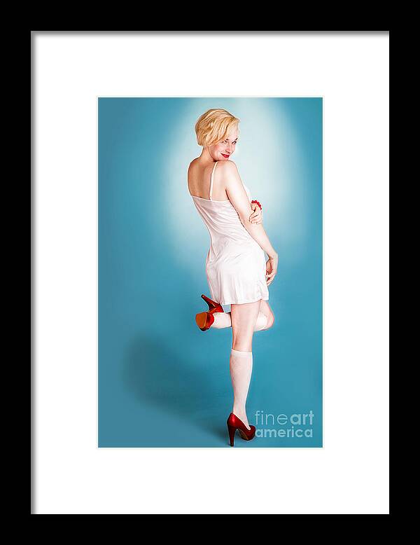 Pin-up Framed Print featuring the photograph Tease by Alex Kotlik