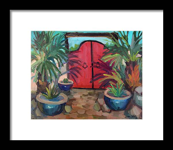 Casa Tecate Framed Print featuring the painting Tecate Garden Gate by Diane McClary