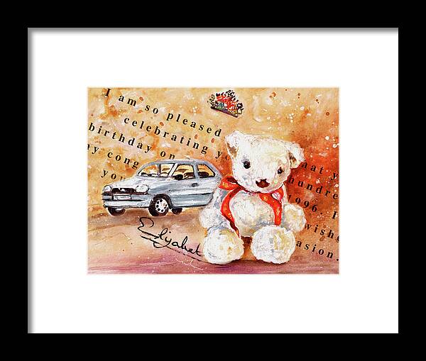 Truffle Mcfurry Framed Print featuring the painting Teddy Bear William by Miki De Goodaboom