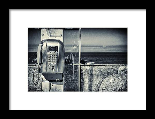 Telephone Framed Print featuring the photograph Telephone by the sea by Silvia Ganora