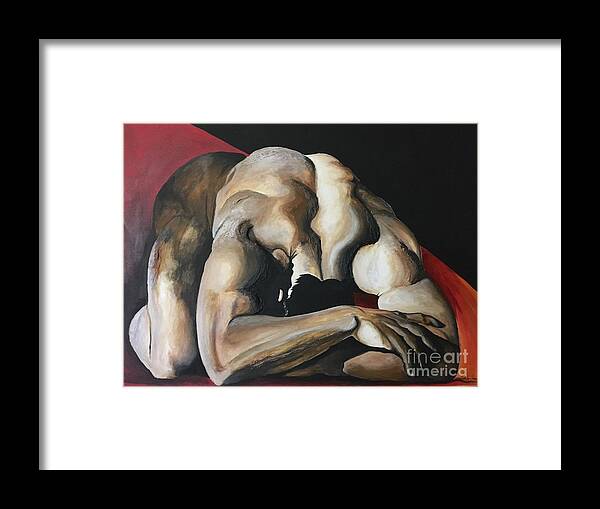 Man Framed Print featuring the painting Tell Me The Reason Why by Pamela Henry