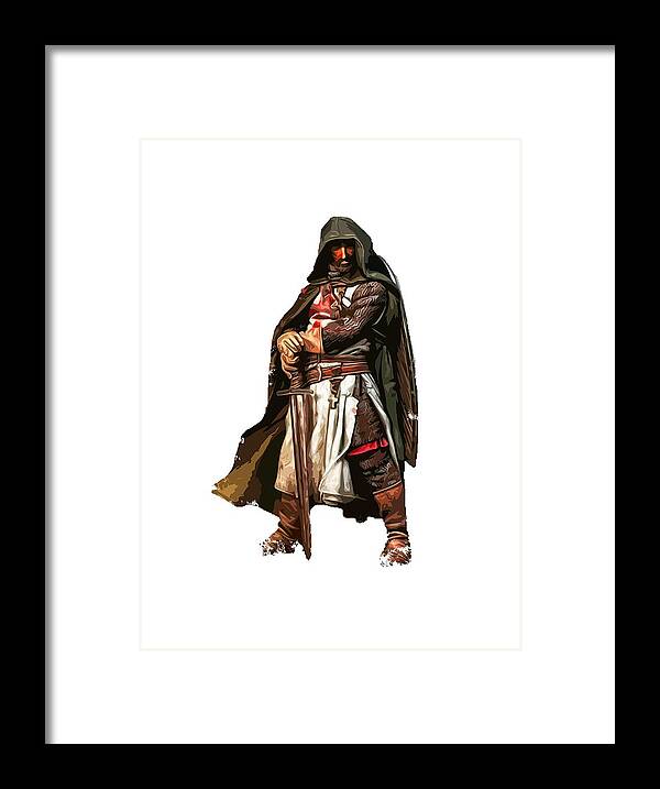 Medieval Framed Print featuring the painting Templar Medieval Warrior by AM FineArtPrints