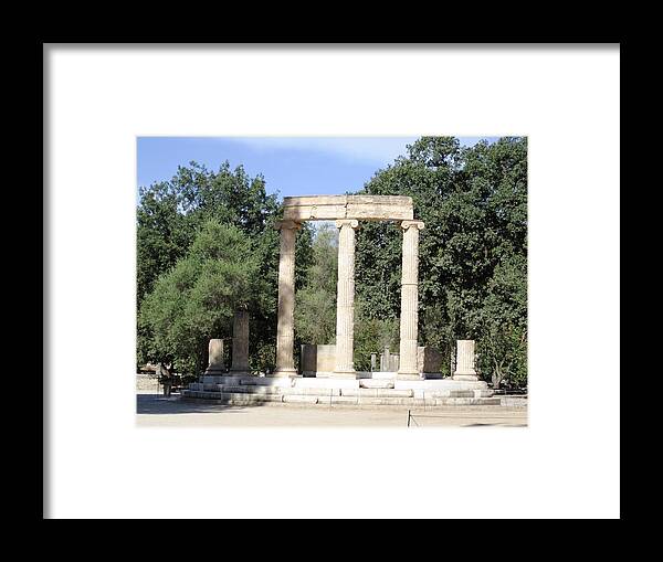 Olympia Framed Print featuring the photograph Temple of Zeus Ancient Ruins in Olympia Greece by John Shiron