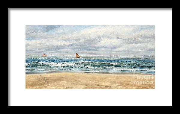 Seascape Framed Print featuring the painting Tenby by John Brett