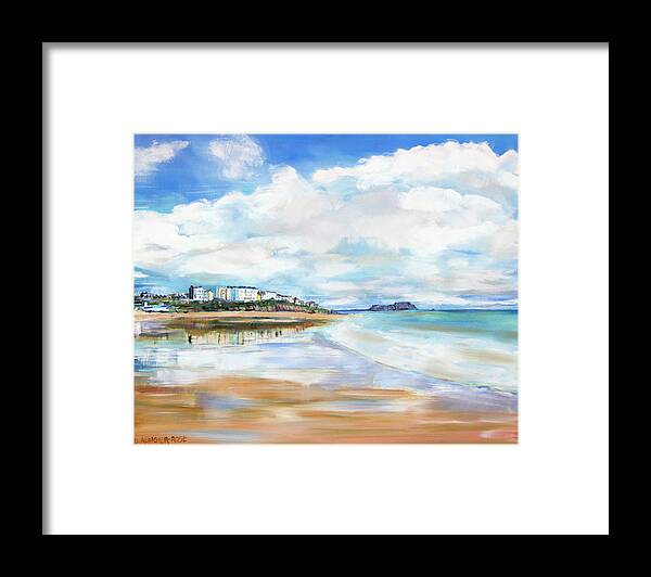 Art Framed Print featuring the painting Tenby South Beach Reflections by Seeables Visual Arts
