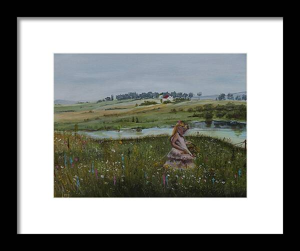Impression Framed Print featuring the painting Tender Blossom - LMJ by Ruth Kamenev