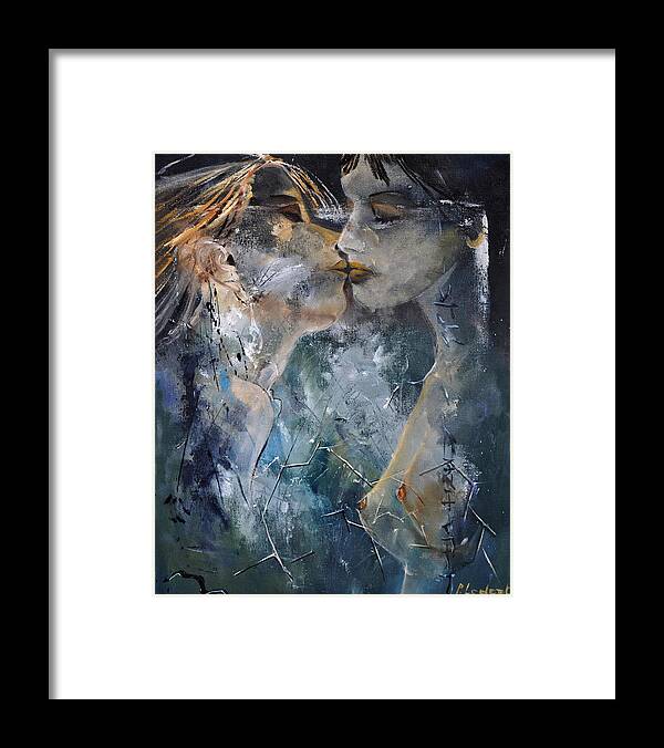 Nude Framed Print featuring the painting Tender Kiss by Pol Ledent