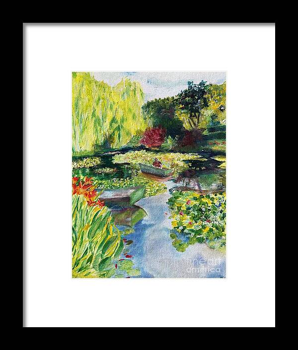 Giverney Framed Print featuring the painting Tending the Pond by Kate Conaboy