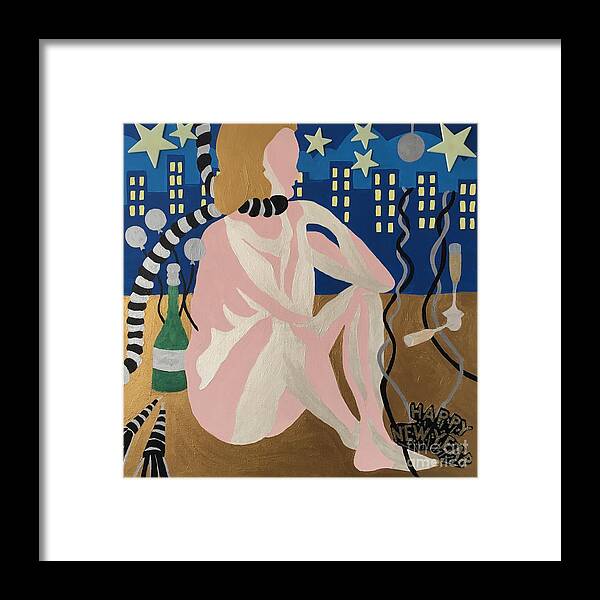 New Year's Eve Rope Woman Nude Framed Print featuring the painting Tenth New Years Eve by Erika Jean Chamberlin
