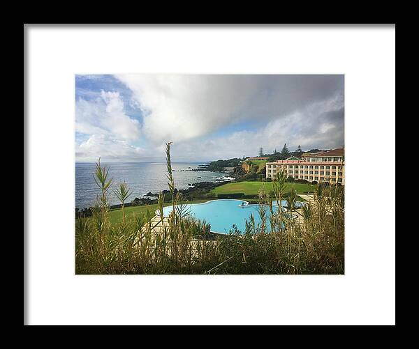 Kelly Hazel Framed Print featuring the photograph Terceira Mar Holtel and Atlantic Ocean by Kelly Hazel