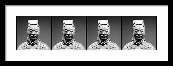 Richard Reeve Framed Print featuring the photograph Terracotta warrior army of Qin Shi Huang Di - Mono 4 by Richard Reeve