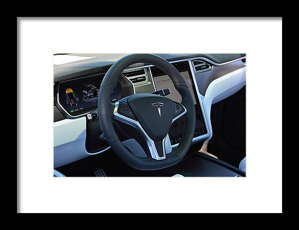 Tesla Framed Print featuring the photograph Tesla Model X Interior by Mike Martin