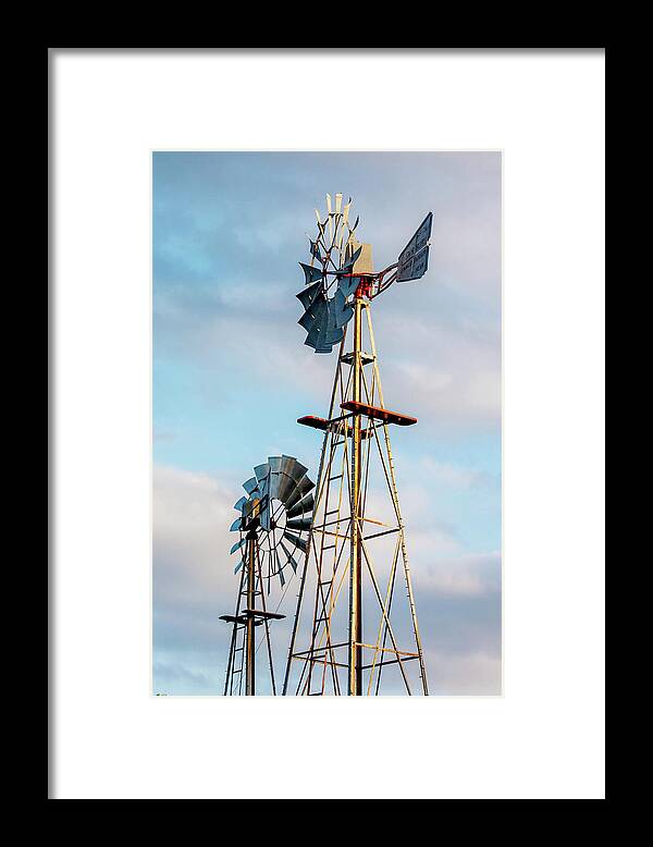 Art Block Collections Framed Print featuring the photograph Texas Windmills by Art Block Collections