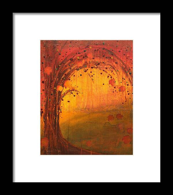 Acrylic Framed Print featuring the painting Textured Fall - Tree Series by Brenda O'Quin