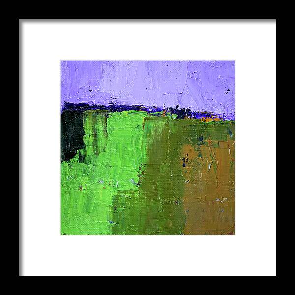 Large Abstract Landscape Framed Print featuring the painting Textured Square No. 4 by Nancy Merkle