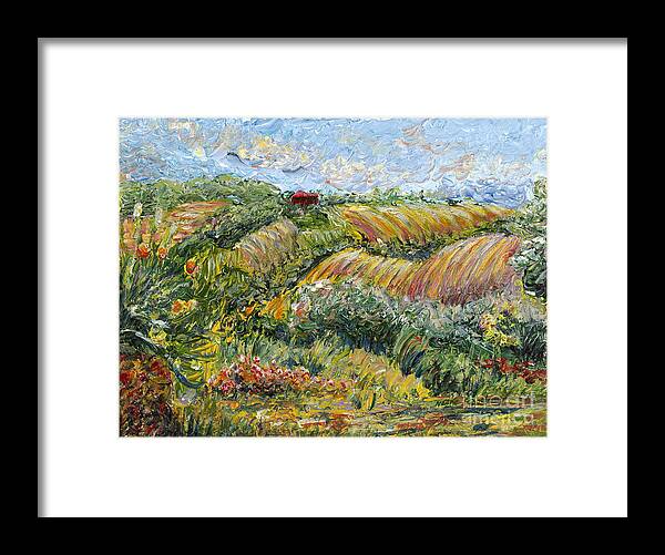 Texture Framed Print featuring the painting Textured Tuscan Hills by Nadine Rippelmeyer