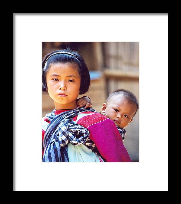 Thailand Children Framed Print featuring the photograph Thai Children by Linda Russell