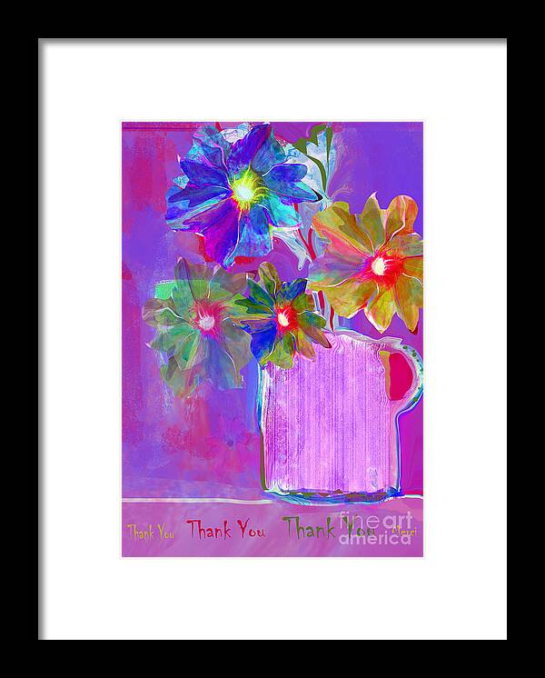 Gratitude Framed Print featuring the mixed media Thank You No.5 by Zsanan Studio