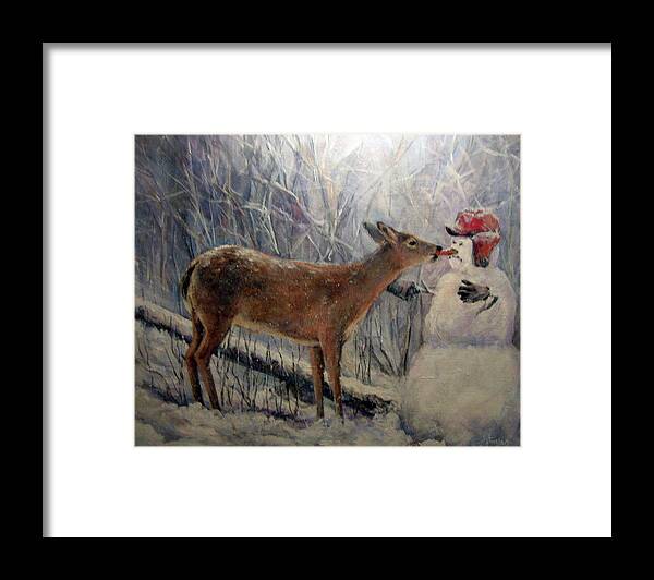 Snowman Framed Print featuring the painting That'll Be Mine by Donna Tucker