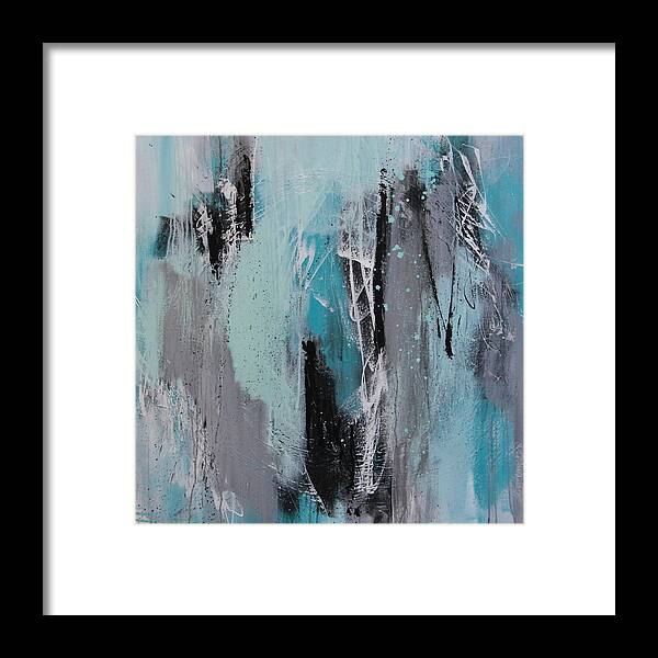 Abstract Painting In Blues Framed Print featuring the painting Thaw by Lauren Petit