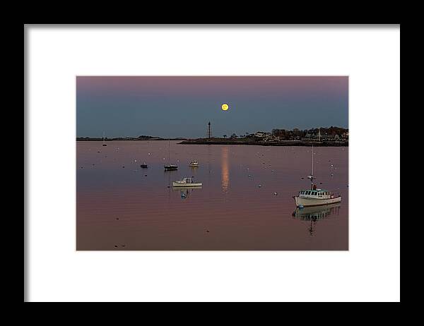 Marblehead Framed Print featuring the photograph The 2016 Supermoon over Marblehead Harbor Marblehead MA by Toby McGuire
