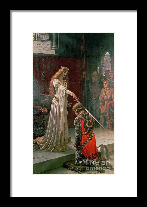 The Framed Print featuring the painting The Accolade by Edmund Blair Leighton