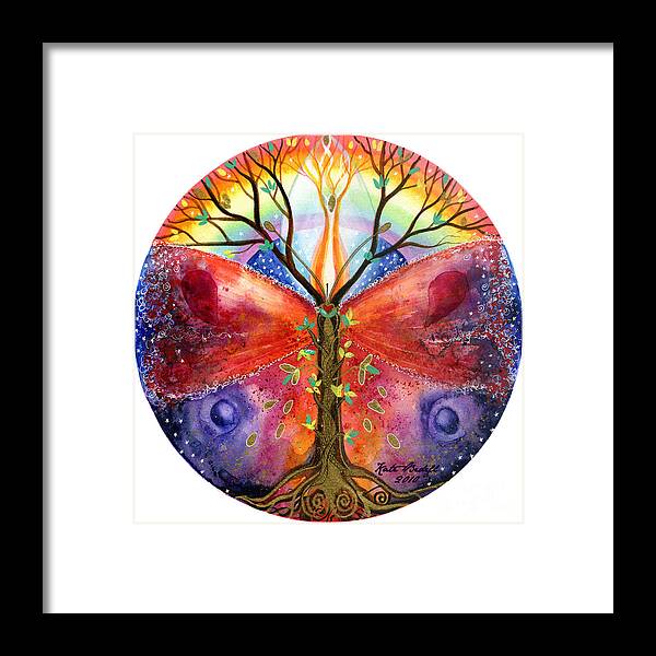Ace Of Wands Framed Print featuring the painting The Ace of Wands Mandala by Kate Bedell