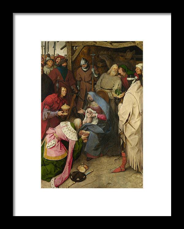 Netherlandish Painters Framed Print featuring the painting The Adoration of the Kings by Pieter Bruegel the Elder