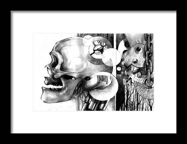 Skull Framed Print featuring the painting The Ancient Machine by Sean Parnell