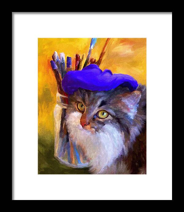 Cat Framed Print featuring the painting The Artist by Jai Johnson