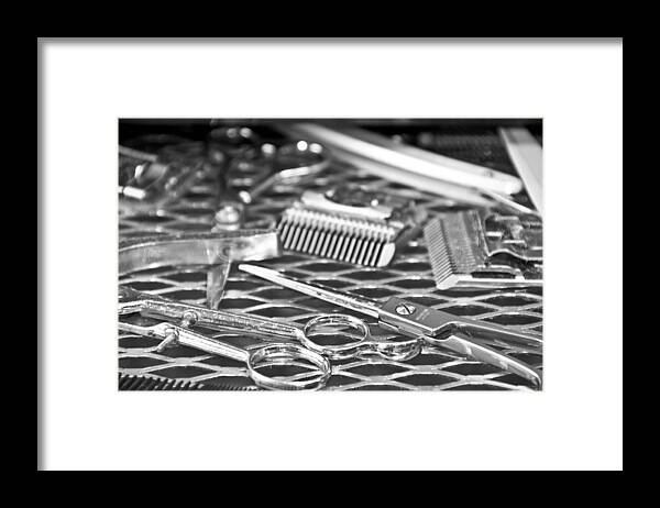 Barber Framed Print featuring the photograph The Barber Shop 10 BW by Angelina Tamez