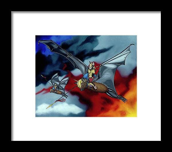  Framed Print featuring the painting The Bat Riders by Paxton Mobley