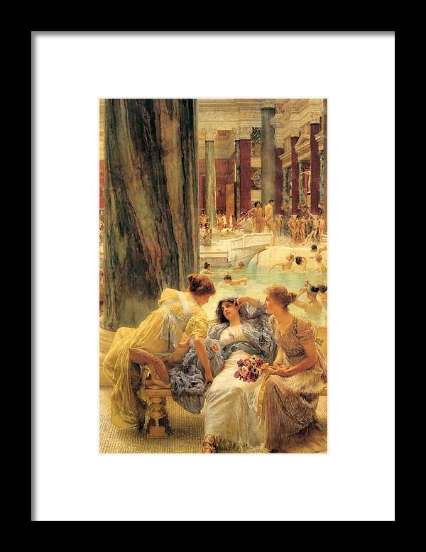 The-baths-of-caracalla-1899 By Lawrence Alma-tadema Framed Print featuring the painting The Baths Caracalla by MotionAge Designs