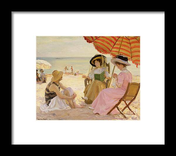 The Framed Print featuring the painting The Beach by Alfred Victor Fournier