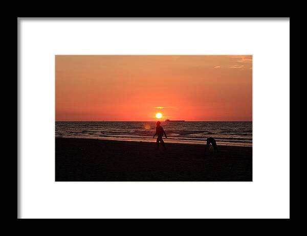 Aidan Moran Framed Print featuring the photograph The Beach At Sunset by Aidan Moran