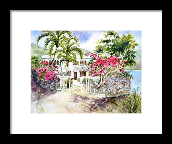 Caribbean Framed Print featuring the painting The Beach House by Diane Kirk
