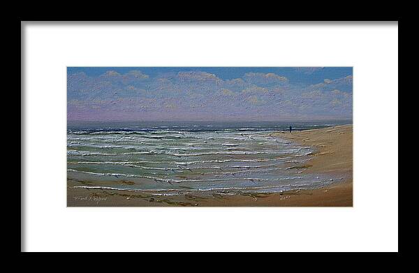 Seascape Framed Print featuring the painting The Beachcomber by Frank Wilson