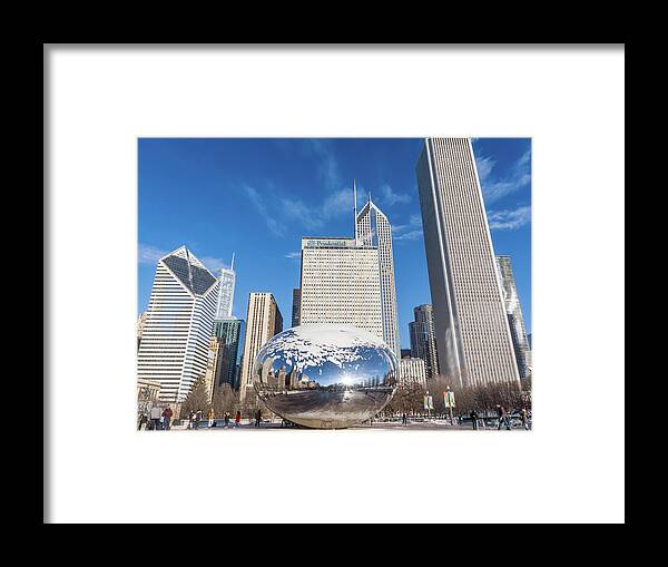 Usa Framed Print featuring the photograph The Bean and the City by Framing Places