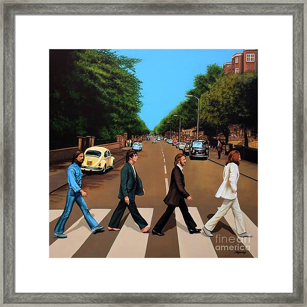 THE BEATLES ABBEY ROAD Picture PRINT ON WOOD FRAMED CANVAS WALL ART DECORATION 