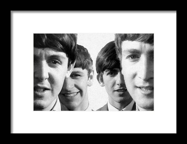 The Beatles Framed Print featuring the painting The Beatles Painting 1963 Black And White by Tony Rubino