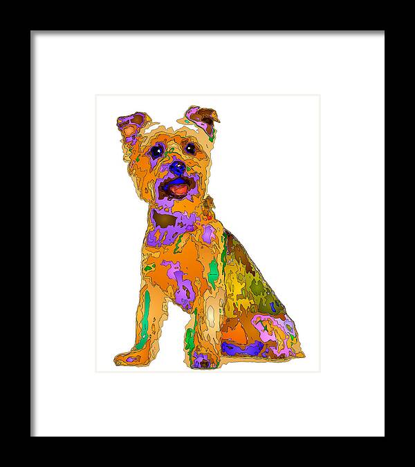 Yorkie Framed Print featuring the digital art The Best Dog. Pet Series by Rafael Salazar