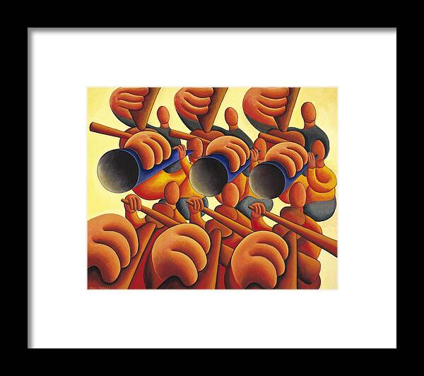 Band Framed Print featuring the painting The Big Band by Alan Kenny