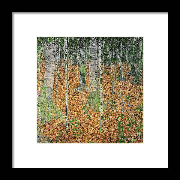 The Framed Print featuring the painting The Birch Wood by Gustav Klimt