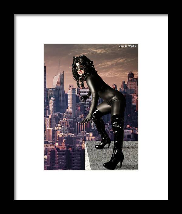 Cat Woman Framed Print featuring the photograph The Black Cat by Jon Volden