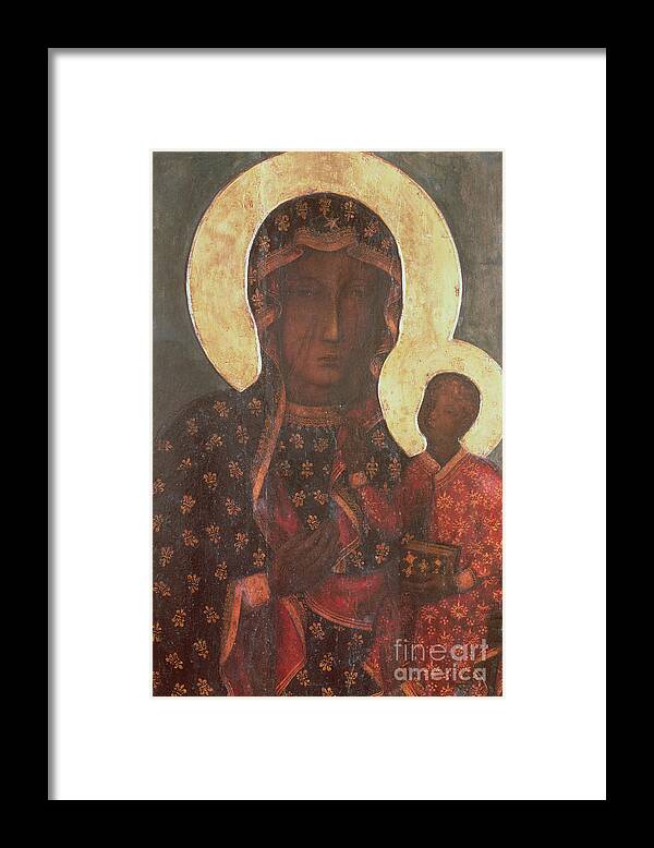 The Framed Print featuring the painting The Black Madonna of Jasna Gora by Russian School