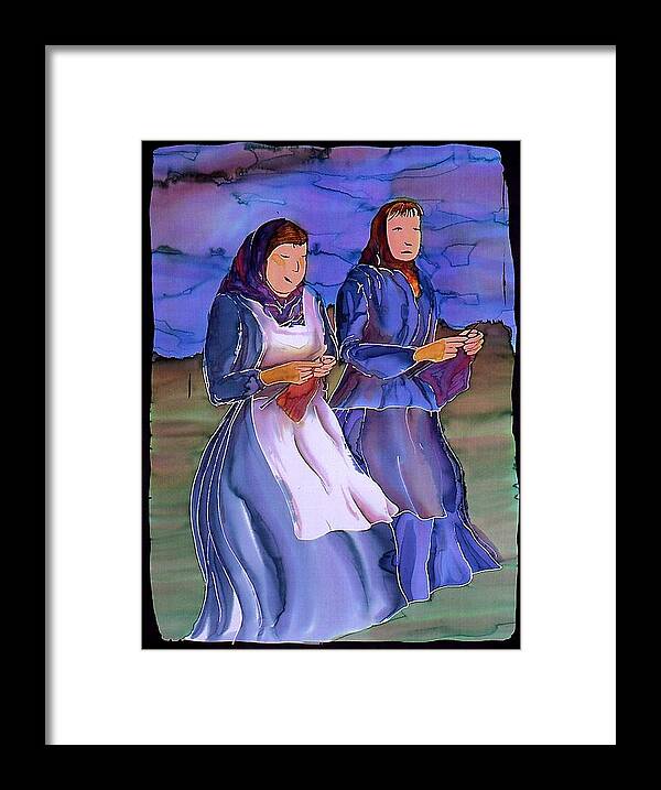 Ladies Framed Print featuring the tapestry - textile The Blowing Skirts of Ladies by Carolyn Doe