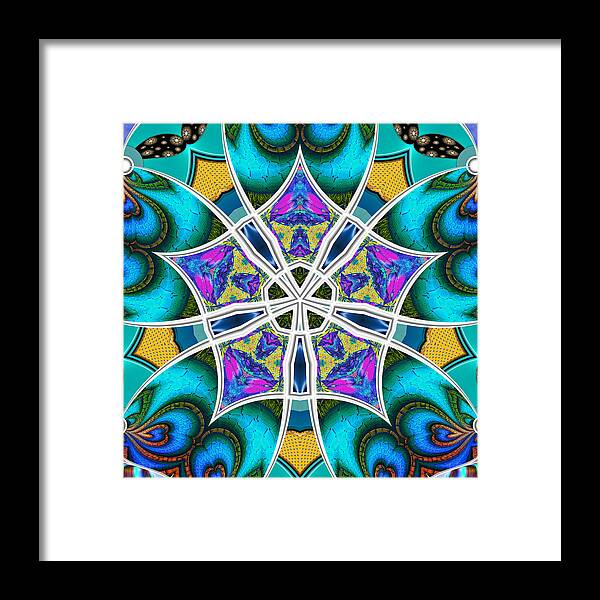 Kaleidoscope Framed Print featuring the digital art The Blue Collective 06 by Wendy J St Christopher