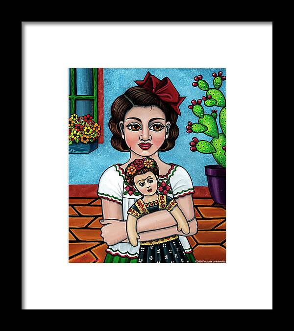 Hispanic Art Framed Print featuring the painting The Blue House by Victoria De Almeida