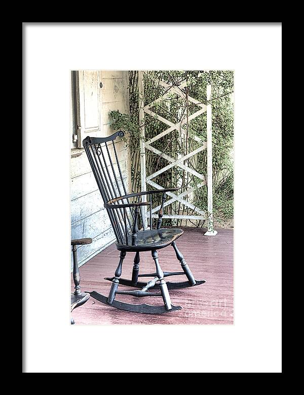 Rocking Framed Print featuring the photograph The Blue Rocking Chair by Olivier Le Queinec